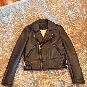 Maje Dark Brown Leather Jacket